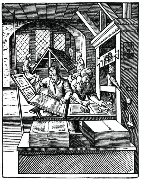 Framed Print : Printing Workshop, 16th century, (1870). Artist: Jost Amman Framed Print : Printing Workshop, 16th century, (1870). Artist: Jost Amman