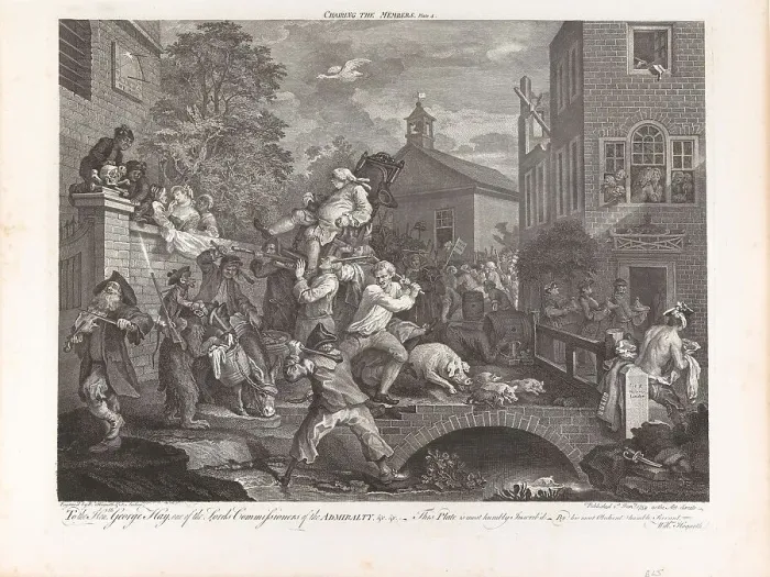 Framed Print : Four Prints of an Election: Chairing the Member, Plate IV, 1758. Creator: Hogarth, William (1697-1764) Framed Print : Four Prints of an Election: Chairing the Member, Plate IV, 1758. Creator: Hogarth, William (1697-1764)