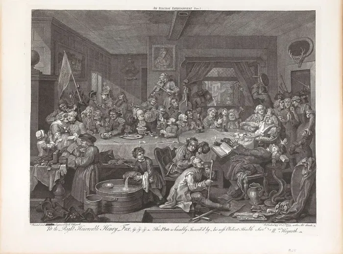 Framed Print : Four Prints of an Election: An Election Entertainment, Plate I, 1758. Creator: Hogarth, William (1697-1764) Framed Print : Four Prints of an Election: An Election Entertainment, Plate I, 1758. Creator: Hogarth, William (1697-1764)