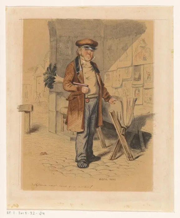 Framed Print : Printseller, c.1850-c.1900. Creator: Henri Adan Framed Print : Printseller, c.1850-c.1900. Creator: Henri Adan