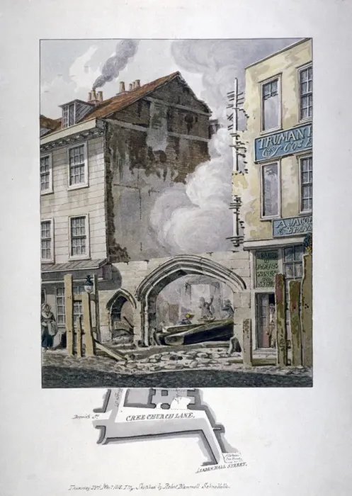 Framed Print : Priory of Holy Trinity or Christchurch, Creechurch Lane, City of London, 1815. Artist Framed Print : Priory of Holy Trinity or Christchurch, Creechurch Lane, City of London, 1815. Artist