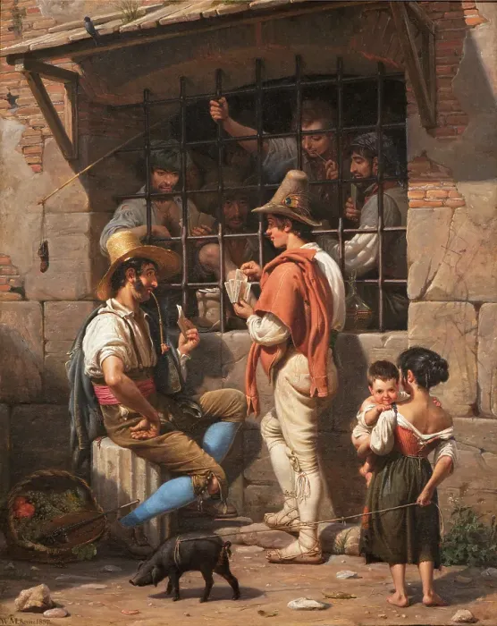 Framed Print : Prison Scene in Rome, 1837. Creator: Wilhelm Marstrand Framed Print : Prison Scene in Rome, 1837. Creator: Wilhelm Marstrand