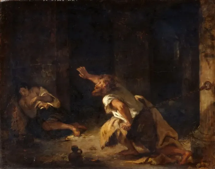 Framed Print : The Prisoner of Chillon. Artist: Delacroix, Eugene (1798-1863) Framed Print : The Prisoner of Chillon. Artist: Delacroix, Eugene (1798-1863)