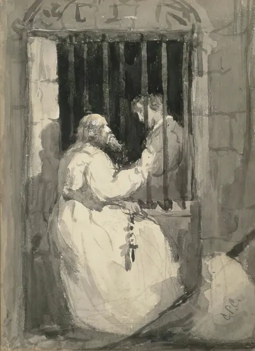 Framed Print : Prisoner at the Window, 1853-1870. Creator: George Paul Chalmers Framed Print : Prisoner at the Window, 1853-1870. Creator: George Paul Chalmers