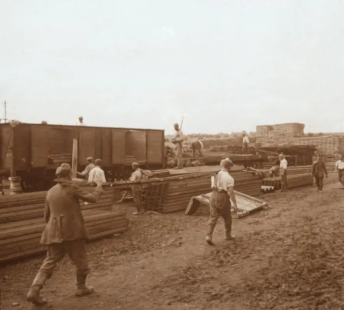 Framed Print : Prisoners, Genicourt, northern France, c1914-c1918 Framed Print : Prisoners, Genicourt, northern France, c1914-c1918