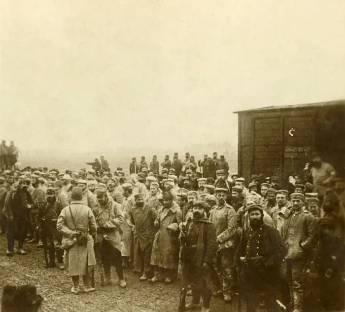 Framed Print : Prisoners at Perthes les Hurlus, northern France, c1914-c1918 Framed Print : Prisoners at Perthes les Hurlus, northern France, c1914-c1918
