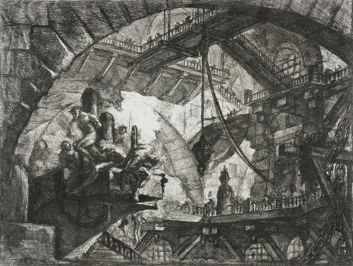 Framed Print : Prisoners on a Projecting Platform, 1761. Creator: Giovanni Battista Piranesi Framed Print : Prisoners on a Projecting Platform, 1761. Creator: Giovanni Battista Piranesi