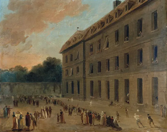 Framed Print : The prisoners of Saint-Lazare, ca 1794. Creator: Robert, Hubert (1733-1808)