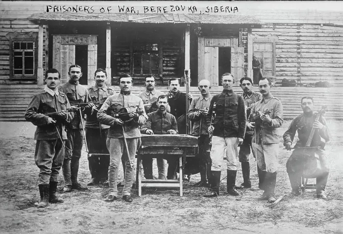Framed Print : Prisoners of war, Berezovka, Siberia, between c1915 and c1920. Creator: Bain News Service Framed Print : Prisoners of war, Berezovka, Siberia, between c1915 and c1920. Creator: Bain News Service