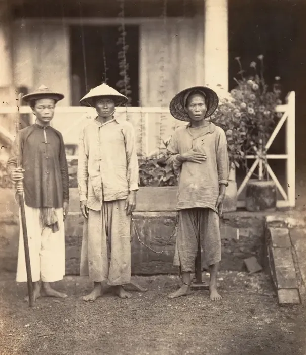 Framed Print : Prisonniers conduits par un Mata, Cochinchine, 1866. Creator: Emile Gsell Framed Print : Prisonniers conduits par un Mata, Cochinchine, 1866. Creator: Emile Gsell