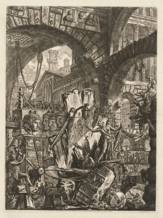 Framed Print : The Prisons: An Architectural Medly, with a Man on the Rock in the Foreground, 1745-50 Framed Print : The Prisons: An Architectural Medly, with a Man on the Rock in the Foreground, 1745-50