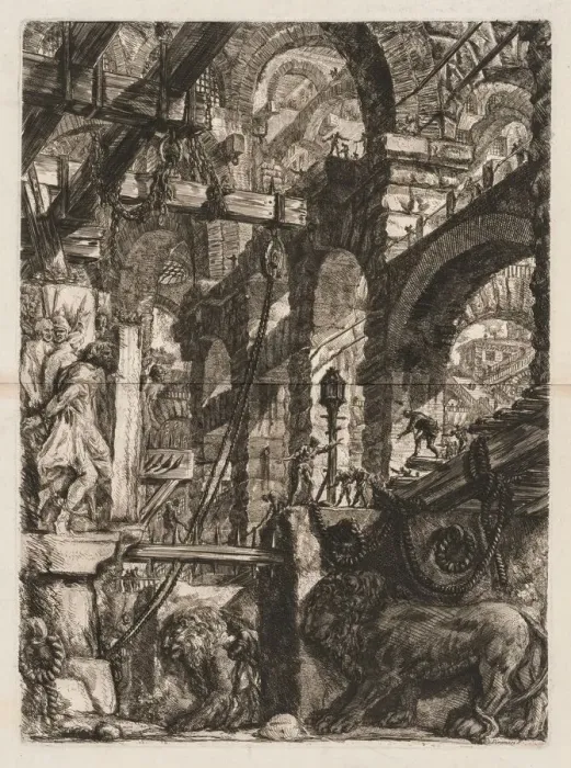 Framed Print : The Prisons: A Perspective of Roman Arches, with Two Lions Carved in Relief... 1745-50 Framed Print : The Prisons: A Perspective of Roman Arches, with Two Lions Carved in Relief... 1745-50