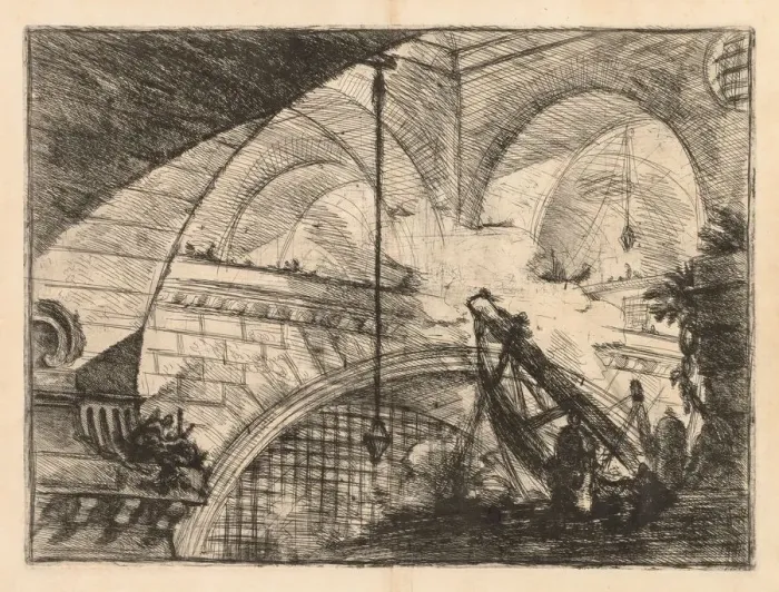 Framed Print : The Prisons: A Series of Galleries with Crane-Like Erection of Beams, 1745-1750. Creator Framed Print : The Prisons: A Series of Galleries with Crane-Like Erection of Beams, 1745-1750. Creator