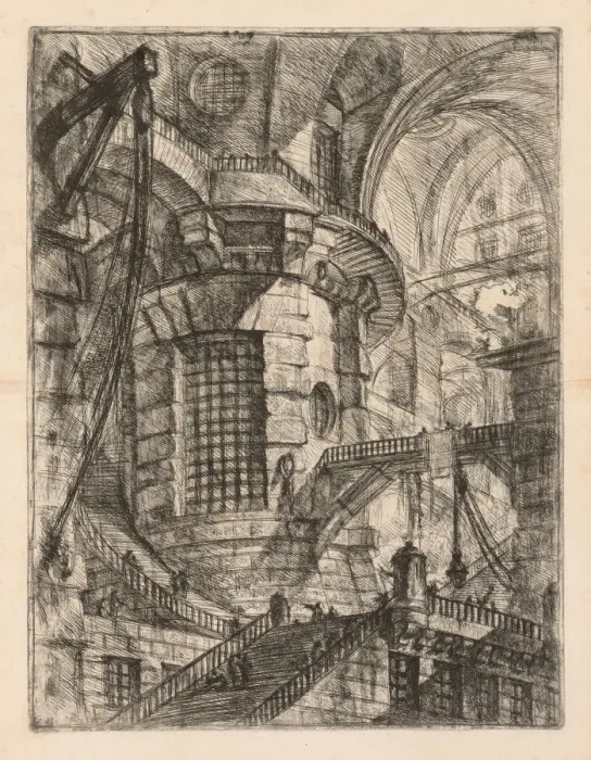 Framed Print : The Prisons: A Vaulted Building with a Central Column with Barred Window, 1745-1750 Framed Print : The Prisons: A Vaulted Building with a Central Column with Barred Window, 1745-1750