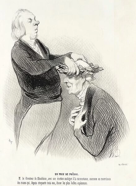 Un Prix de Poësie, 1845. Creator: Honore Daumier