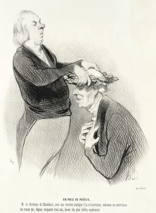 Framed Print : Un Prix de Poësie, 1845. Creator: Honore Daumier Framed Print : Un Prix de Poësie, 1845. Creator: Honore Daumier