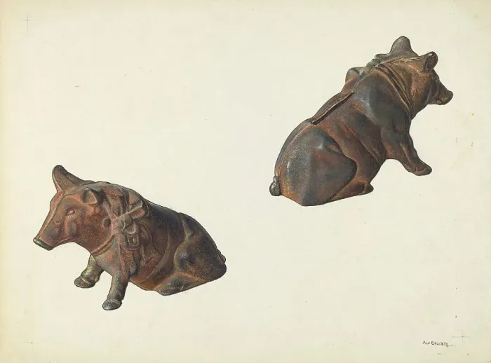 Framed Print : Prize Pig Coin Bank, c. 1939. Creator: Alf Bruseth Framed Print : Prize Pig Coin Bank, c. 1939. Creator: Alf Bruseth