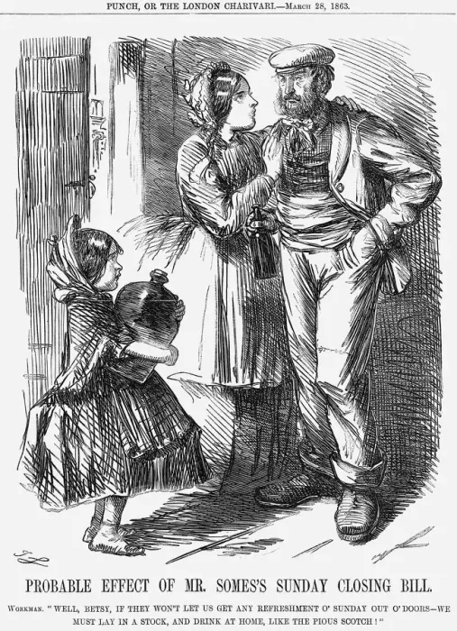 Framed Print : Probable Effect of Mr. Somess Sunday Closing Bill, 1863. Artist: John Leech Framed Print : Probable Effect of Mr. Somess Sunday Closing Bill, 1863. Artist: John Leech
