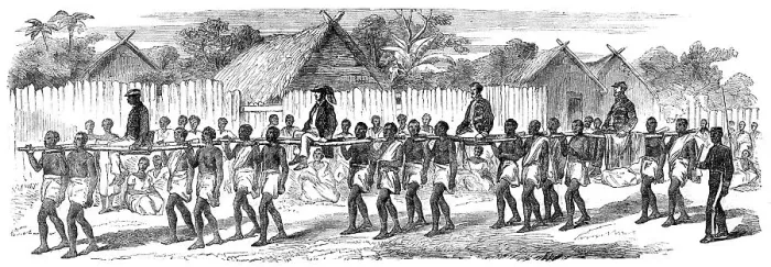 Framed Print : Procession of the British Envoys to Madagascar from the seashore to the Fort of Tamatave... 1862. Creator: Unknown Framed Print : Procession of the British Envoys to Madagascar from the seashore to the Fort of Tamatave... 1862. Creator: Unknown