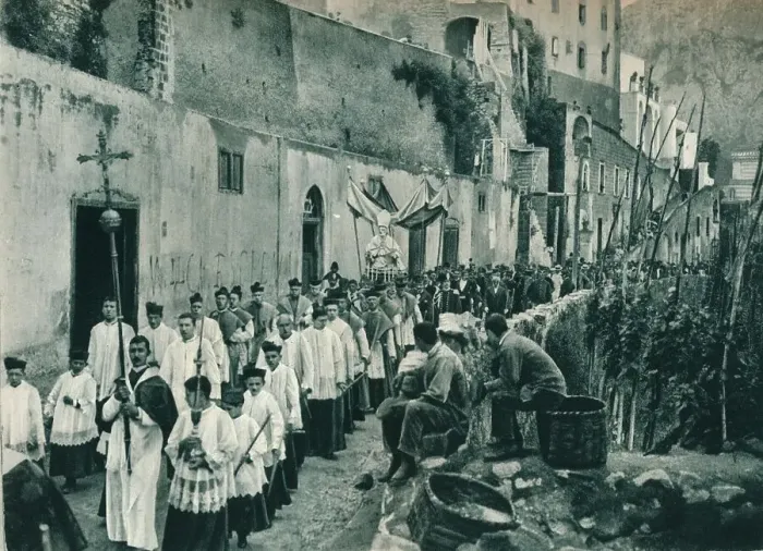 Framed Print : Procession, Capri, Italy, 1927. Artist: Eugen Poppel Framed Print : Procession, Capri, Italy, 1927. Artist: Eugen Poppel