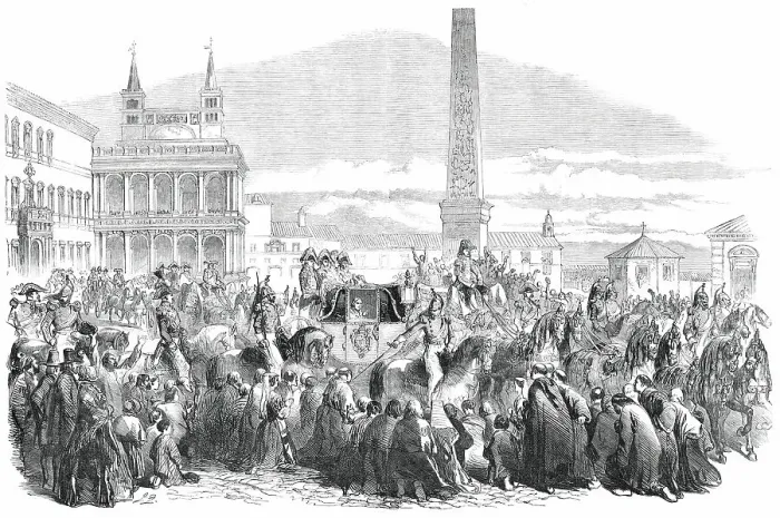 Framed Print : The Procession from the Church of San Giovanni Laterano to St. Peter's, 1850. Creator: Unknown Framed Print : The Procession from the Church of San Giovanni Laterano to St. Peter's, 1850. Creator: Unknown