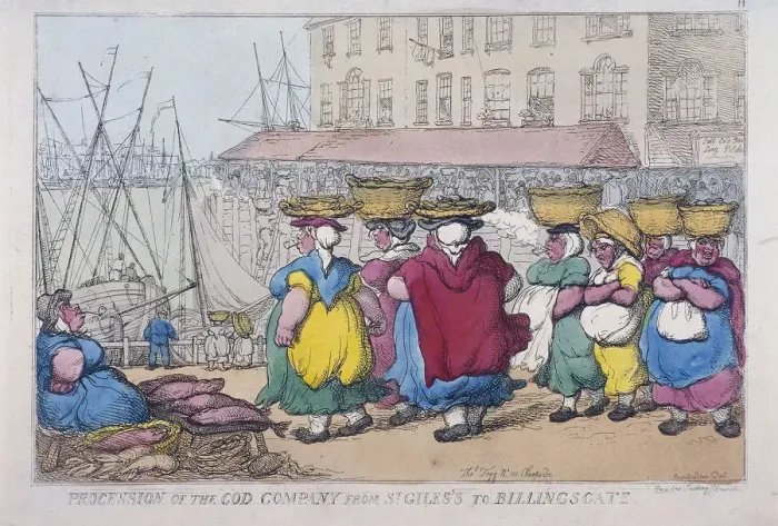 Framed Print : Procession of the Cod Company from St Giless to Billingsgate, 1810 Framed Print : Procession of the Cod Company from St Giless to Billingsgate, 1810