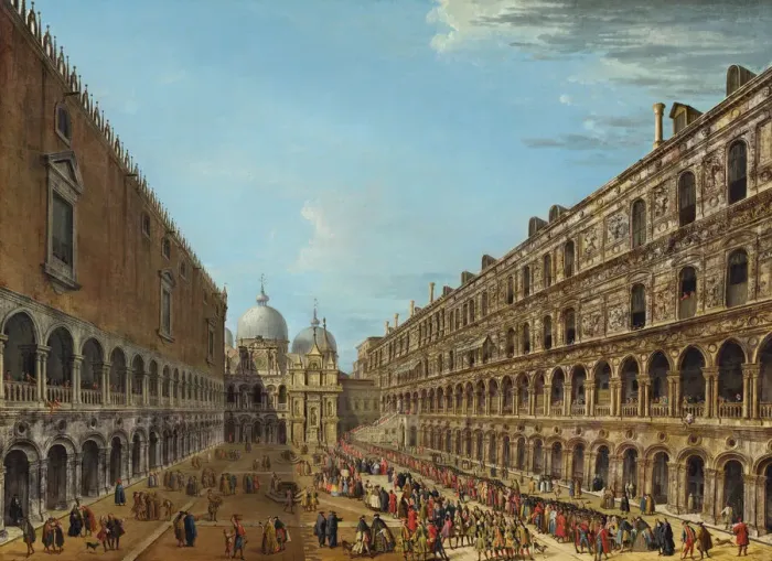 Framed Print : Procession in the Courtyard of the Ducal Palace, Venice, 1742 or after Framed Print : Procession in the Courtyard of the Ducal Palace, Venice, 1742 or after
