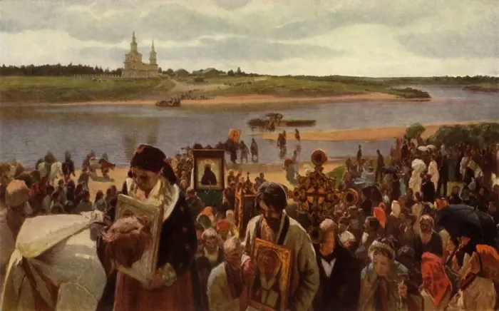 Framed Print : The Procession of the Cross, 1893, (1965). Creator: Illarion Pryanishnikov Framed Print : The Procession of the Cross, 1893, (1965). Creator: Illarion Pryanishnikov