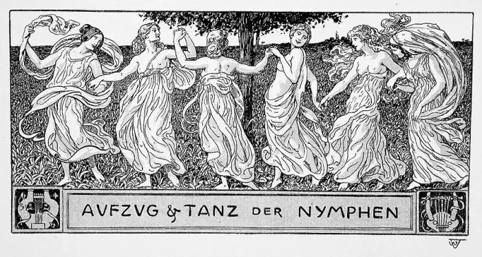 Framed Print : Procession and dance of the nymphs, c1898. Creator: Wilhelm Volz