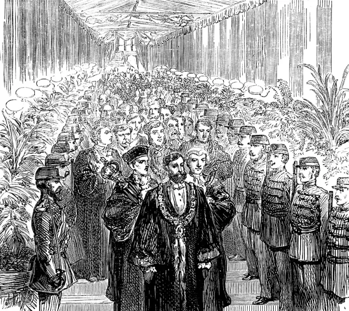 Framed Print : Procession to dinner, led by the Lord Mayor of York, 1873. Creator: Unknown Framed Print : Procession to dinner, led by the Lord Mayor of York, 1873. Creator: Unknown