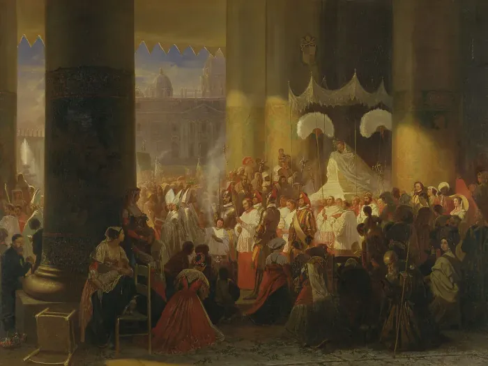 Framed Print : Procession at the Feast of Corpus Christi in Rome, 1847. Creator: Egron Sellif Lundgren