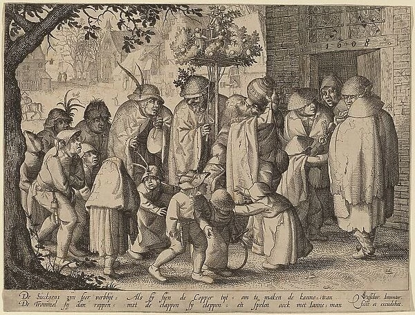 Procession of Feasting Lepers, 1608. Creator: Claes Jansz Visscher