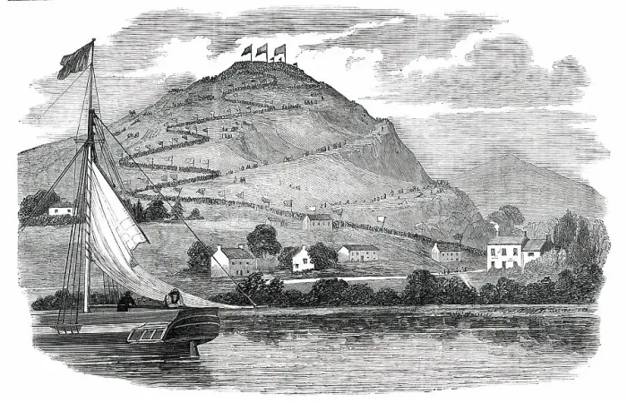 Framed Print : Procession up Hoad-Hill, the Site of the Memorial, 1850. Creator: Unknown Framed Print : Procession up Hoad-Hill, the Site of the Memorial, 1850. Creator: Unknown