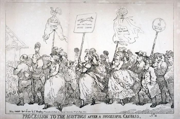 Framed Print : Procession to the hustings after a successful canvass, no: 14, 1784 Framed Print : Procession to the hustings after a successful canvass, no: 14, 1784