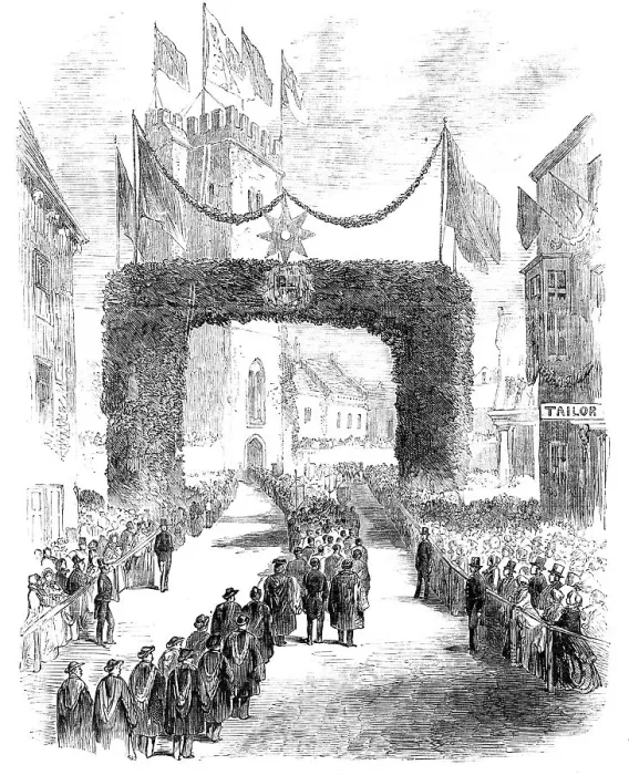Framed Print : Procession to the Laying of the Foundation Stone of the New Church of St. Thomas, Newport, 1854. Creator: Unknown Framed Print : Procession to the Laying of the Foundation Stone of the New Church of St. Thomas, Newport, 1854. Creator: Unknown