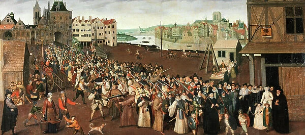 Procession of the League in Place de Greve, c1590. Creator: Unknown