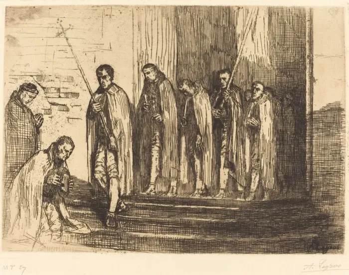 Framed Print : Procession Leaving a Church (La sortie de la procession). Creator: Alphonse Legros Framed Print : Procession Leaving a Church (La sortie de la procession). Creator: Alphonse Legros