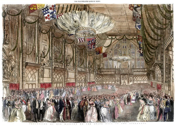 Procession of her majesty to the state ball in the Guildhall, 1851. Artist: A Mason
