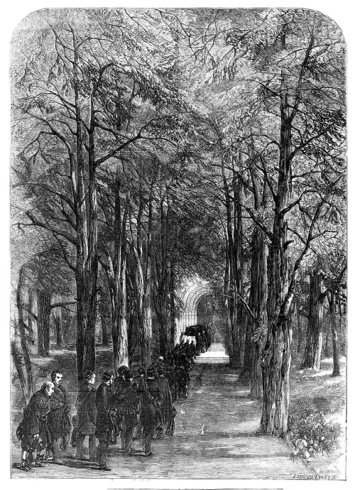 Framed Print : The Procession to the Mausoleum, 1857. Creator: Edmund Evans Framed Print : The Procession to the Mausoleum, 1857. Creator: Edmund Evans