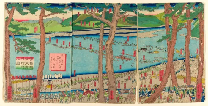 Framed Print : Procession of Minamoto no Yoritomo across the Oi River (Minamoto Yoritomo ko Oikawa) Framed Print : Procession of Minamoto no Yoritomo across the Oi River (Minamoto Yoritomo ko Oikawa)