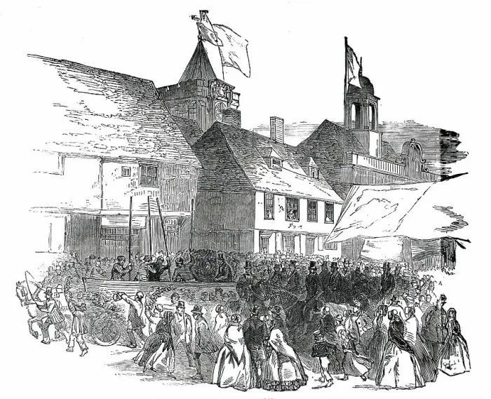 Framed Print : The Procession near the Church, at Rye, 1850. Creator: Unknown