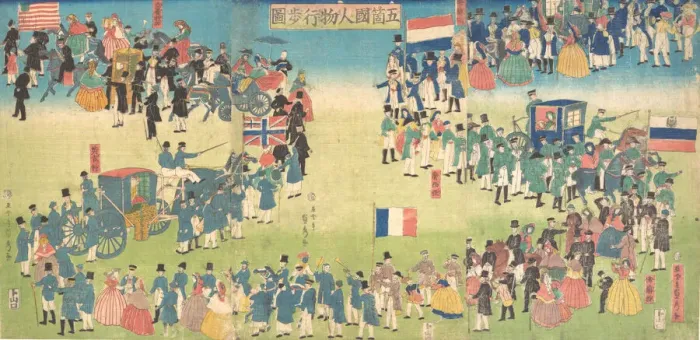 Framed Print : Procession of People from Five Countries: Holland, Russia, France, England and America Framed Print : Procession of People from Five Countries: Holland, Russia, France, England and America