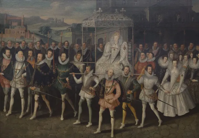 Framed Print : Procession Portrait of Queen Elizabeth, ca 1600-1603. Artist: Anonymous Framed Print : Procession Portrait of Queen Elizabeth, ca 1600-1603. Artist: Anonymous