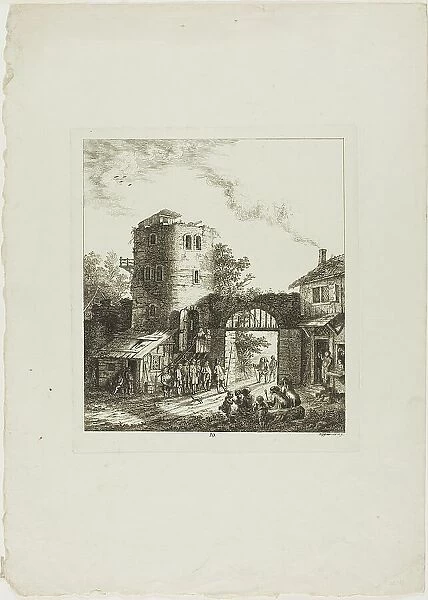 Procession through a Rustic Gate, 1764. Creator: Salomon Gessner