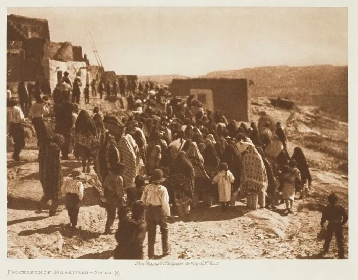 Framed Print : Procession of San Estevan-Acoma, 1904. Creator: Edward Sheriff Curtis Framed Print : Procession of San Estevan-Acoma, 1904. Creator: Edward Sheriff Curtis