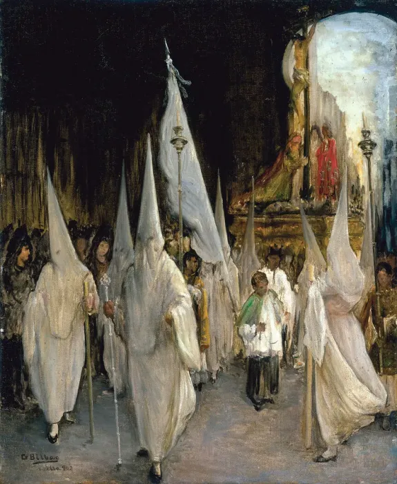 Framed Print : Procession of the Seven Words. Artist: Bilbao Martinez, Gonzalo (1860-1938) Framed Print : Procession of the Seven Words. Artist: Bilbao Martinez, Gonzalo (1860-1938)