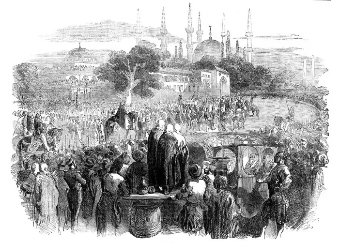 Framed Print : Procession of the Sultan at the Festival of the Bairam, Constantinople, 1854. Creator: Unknown