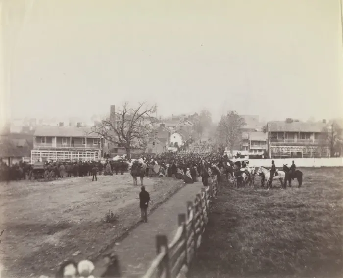Framed Print : Procession of Troops and Civilians on Way to Dedication of Soldiers National Framed Print : Procession of Troops and Civilians on Way to Dedication of Soldiers National