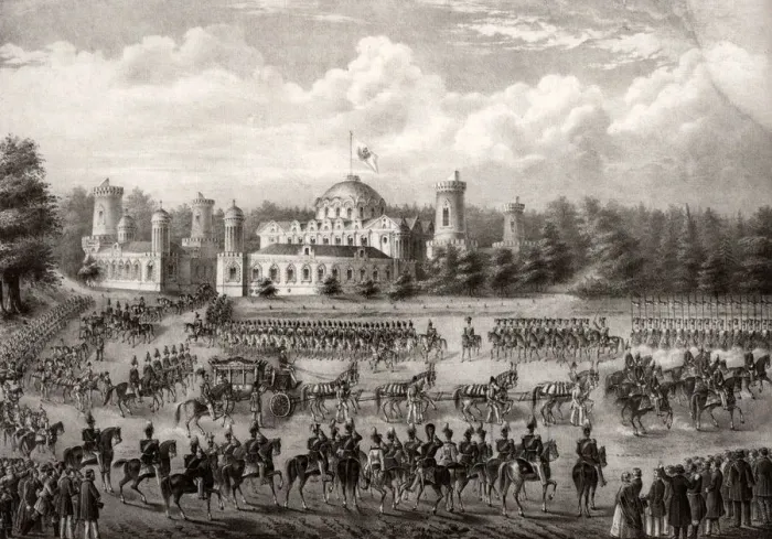 Framed Print : Procession of Tsar Nicholas I into Dormition Cathedral from the Petrovsky Palace during his coronation in 1825, 1826. Artist: Anonymous Framed Print : Procession of Tsar Nicholas I into Dormition Cathedral from the Petrovsky Palace during his coronation in 1825, 1826. Artist: Anonymous