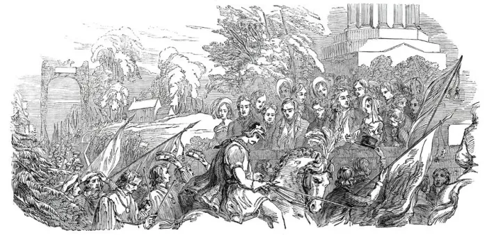 Framed Print : Procession uncovering before the sons of Burns, 1844. Creator: Unknown Framed Print : Procession uncovering before the sons of Burns, 1844. Creator: Unknown